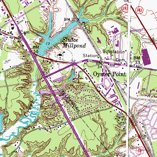 Topographic Map of Newport News Nursing and Rehabilitation Center, VA