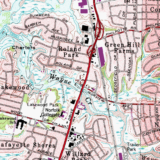 Topographic Map of Oaktree Point Retirement Center, VA