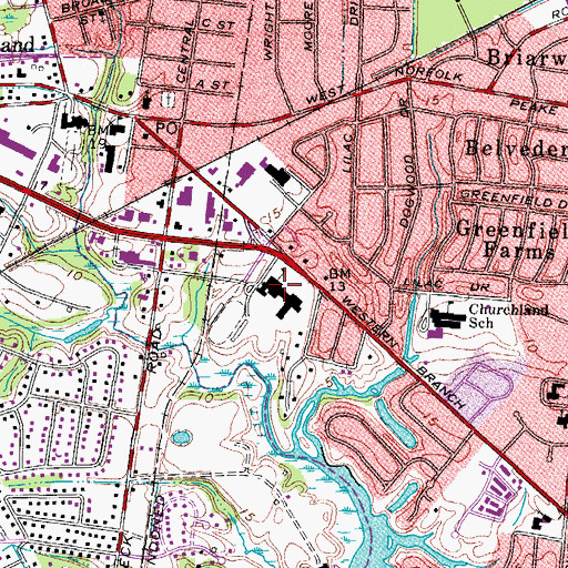 Topographic Map of Province Place of Maryview Assisted Living Facility, VA
