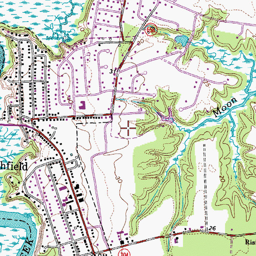 Topographic Map of Riverside Convalescent Center at Smithfield, VA