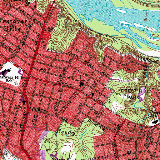 Topographic Map of Ruxton of Westover Hills Health and Rehabilitation Center, VA