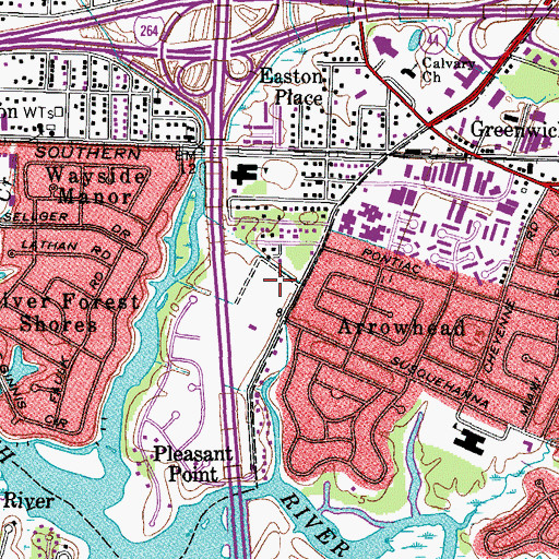 Topographic Map of Sentara Village at Norfolk Assisted Living Facility, VA