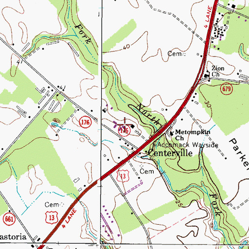 Topographic Map of Shore Lifecare at Parksley Nursing Home, VA