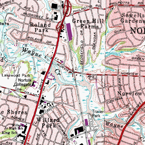 Topographic Map of Thornton Hall Assisted Living Facility, VA