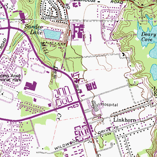Topographic Map of Virginia Beach Healthcare and Rehabilitation Center, VA