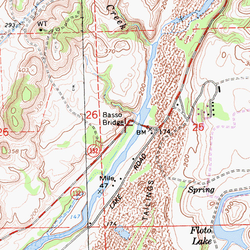 Topographic Map of Basso Bridge, CA