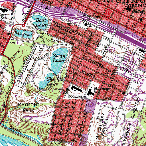 Topographic Map of Virginia Home Nursing Home, VA