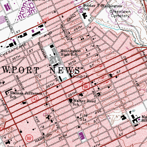 Topographic Map of Whitaker Center Assisted Living Facility, VA