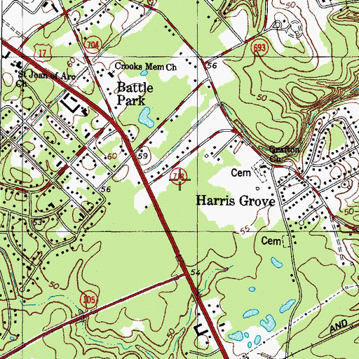 Topographic Map of York Convalescent and Rehabilitation Center, VA
