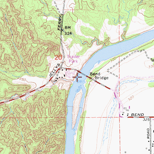 Topographic Map of Bend Bridge, CA