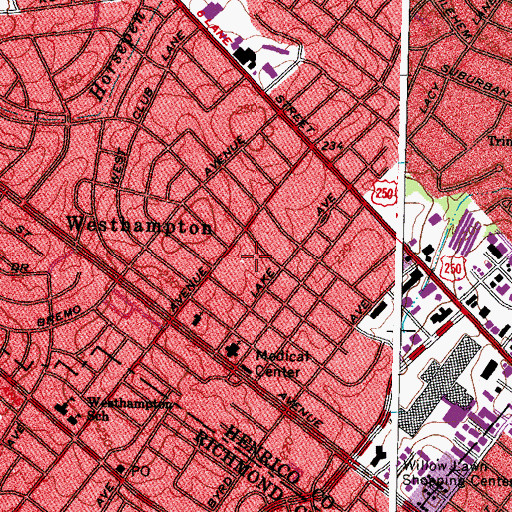 Topographic Map of Healthsouth Rehabilitation Hospital of Virginia, VA