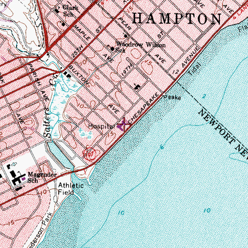 Topographic Map of Riverside Rehabilitation Institute, VA