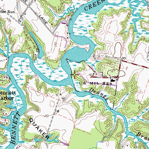 Topographic Map of Bennetts Creek Park Boat Ramp, VA