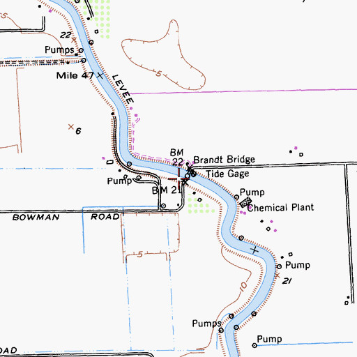 Topographic Map of Brandt Bridge, CA