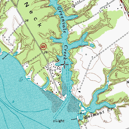 Topographic Map of Greenvale Creek Marina, VA