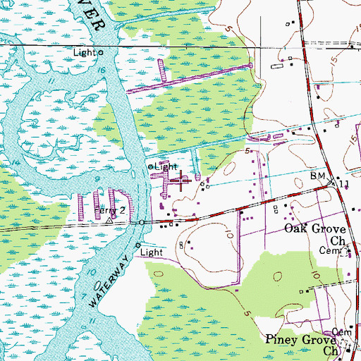 Topographic Map of Pungo Ferry Marina, VA