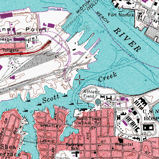 Topographic Map of Scott's Creek Marina, VA