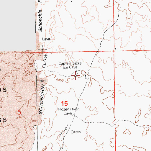 Topographic Map of Captain Jacks Bridge, CA