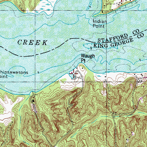 Topographic Map of Waugh Point Marina, VA