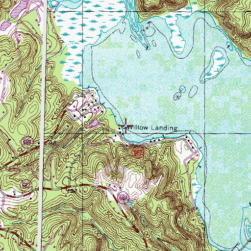 Topographic Map of Willow Landing Marina, VA