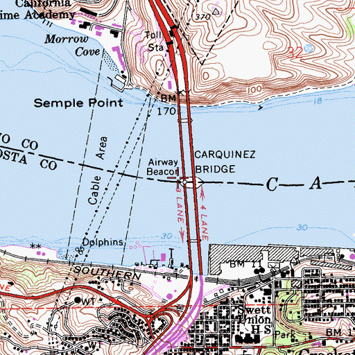 Topographic Map of Carquinez Bridge, CA