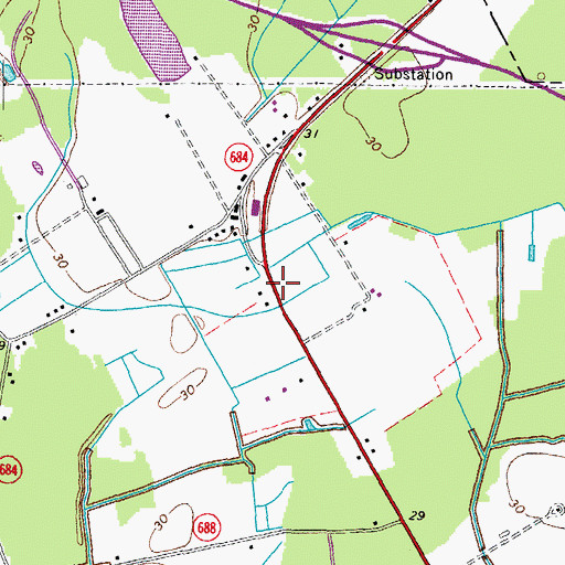 Topographic Map of Forks of the River Community Center, VA