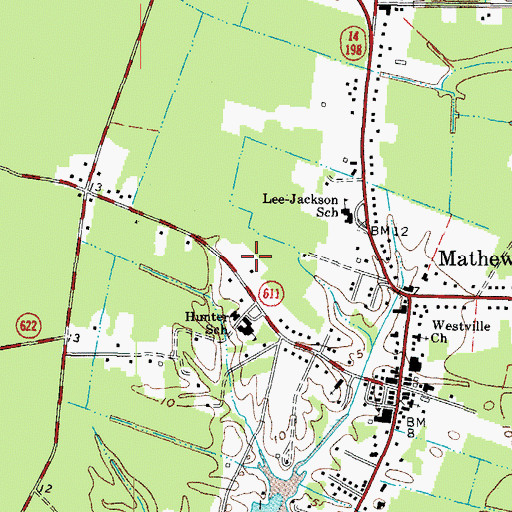 Topographic Map of Mathews County Youth Center, VA