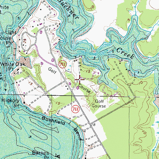 Topographic Map of Bushfield Golf Course, VA