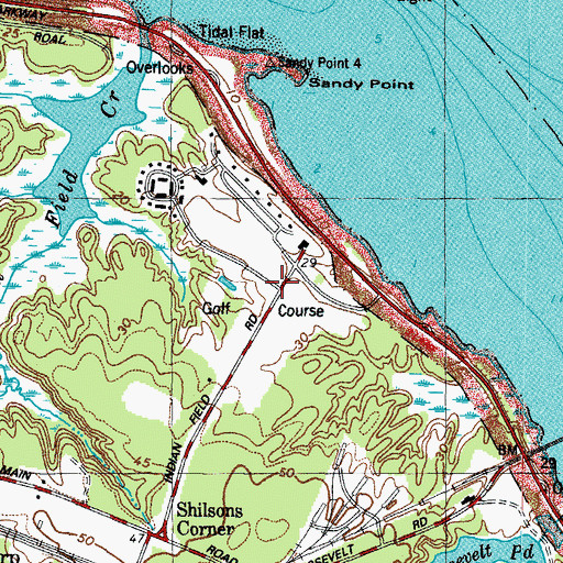 Topographic Map of Holly Oaks Golf Course, VA