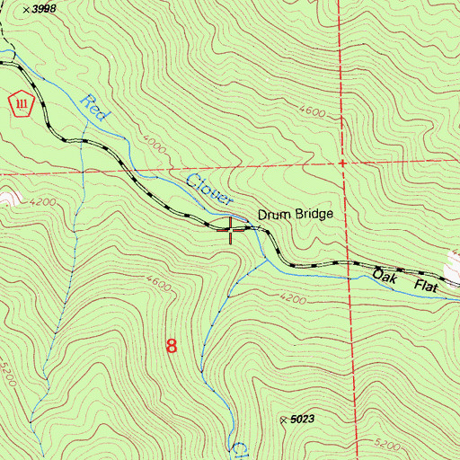 Topographic Map of Drum Bridge, CA