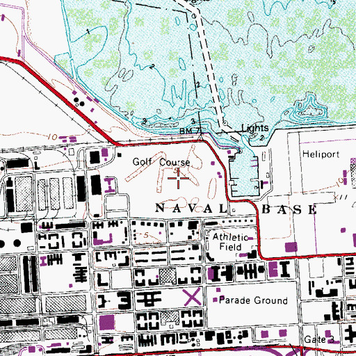 Topographic Map of Norfolk Naval Station Golf Course, VA