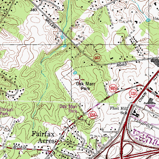 Topographic Map of Oak Marr Golf Course, VA