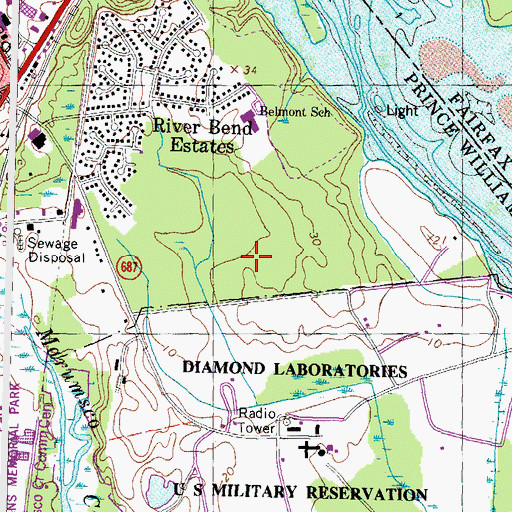 Topographic Map of Ospreys Golf Club, VA
