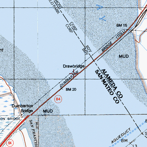 Topographic Map of Dumbarton Bridge, CA