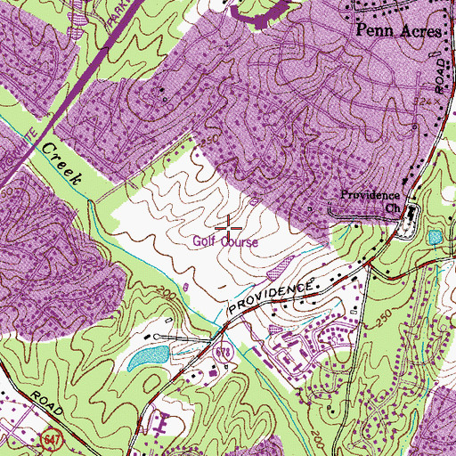 Topographic Map of Providence Golf Club, VA