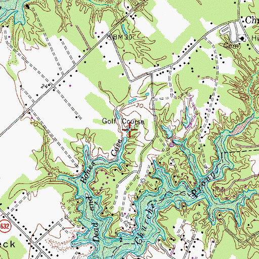 Topographic Map of Tartan Golf Club, VA
