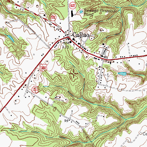 Topographic Map of Village Green Golf Course, VA