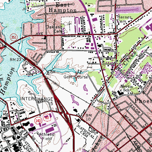Topographic Map of Woodlands Golf Course, VA