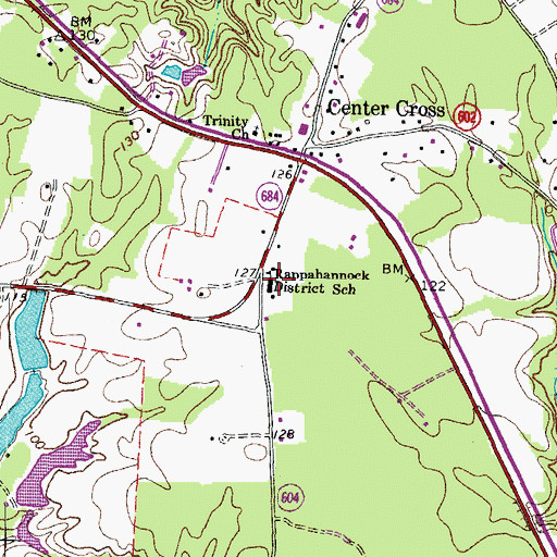 Topographic Map of Center Cross Church of God, VA