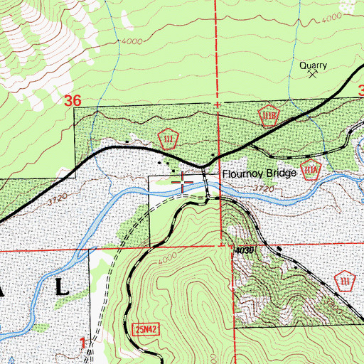 Topographic Map of Flournoy Bridge, CA