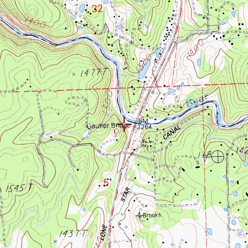 Topographic Map of Gautier Bridge, CA