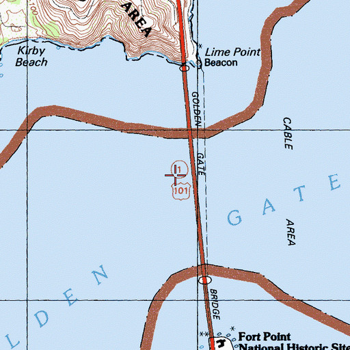 Topographic Map of Golden Gate Bridge, CA