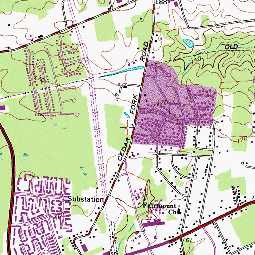 Topographic Map of East Gate Baptist Church, VA