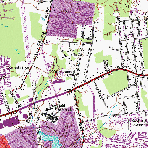 Topographic Map of Fairmount United Methodist Church, VA