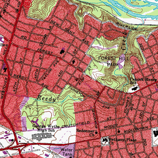 Topographic Map of Forrest Hill Church of Christ, VA