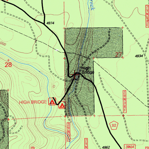 Topographic Map of High Bridge, CA