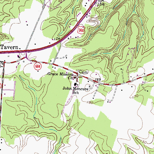 Topographic Map of Grace Episcopal Church, VA