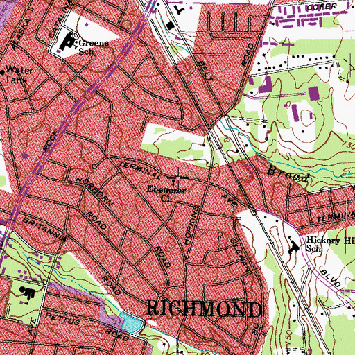 Topographic Map of Greater Ebenezer African Methodist Episcopal Church, VA