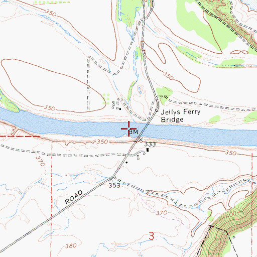 Topographic Map of Jellys Ferry Bridge, CA