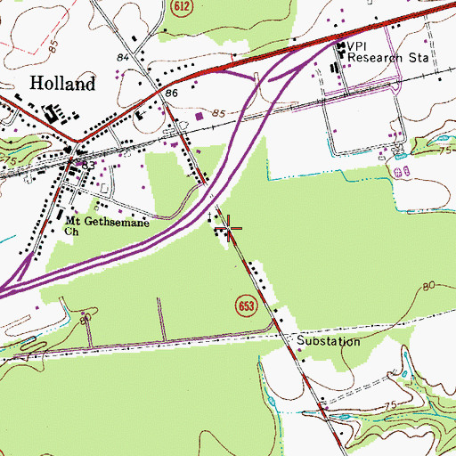Topographic Map of Holland Mission United Church of Christ, VA